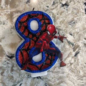Spiderman birthday items - tablecloths and candle
